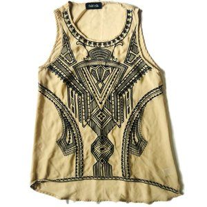 Tan and Black fab'rik Sleeveless Top - Small